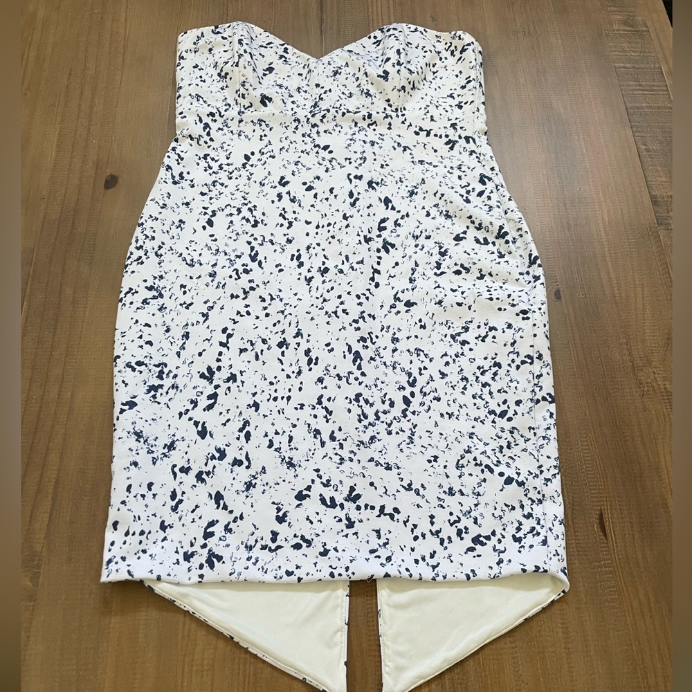 REVOLVE White and Black Asymmetrical Pencil Dress